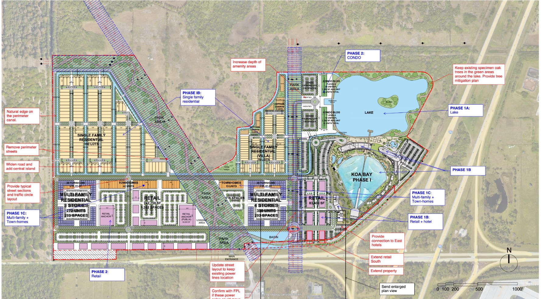 Koa Bay master plan — phased site plan for the 200-acre mixed-use community